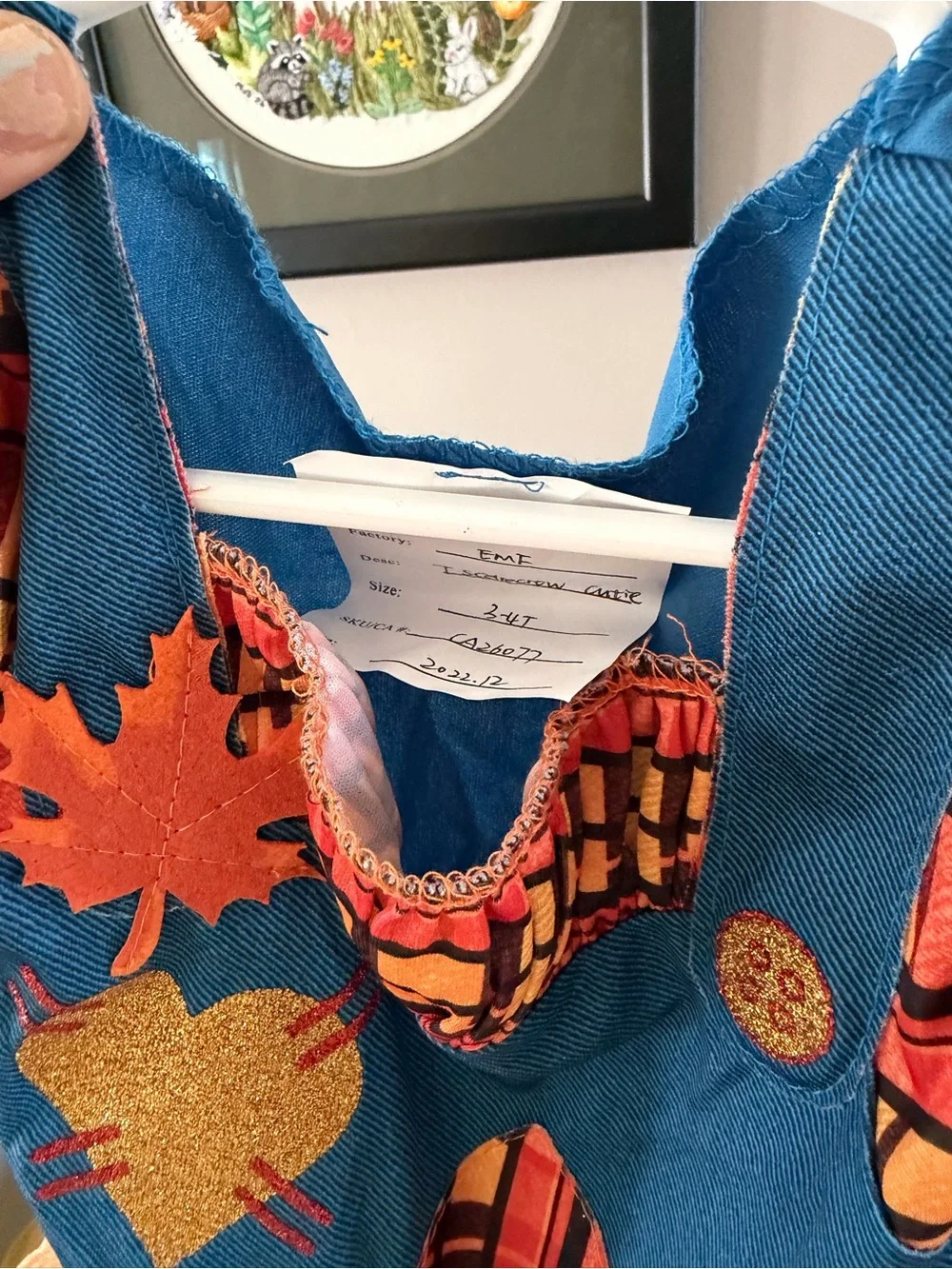 Girls Blue & Orange Sunflower Scarecrow Costume Dress